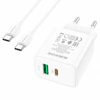 Швидка зарядка 20W Borofone BA67A PD20W+QC3.0 + Type-C + Type-C (Белый) Швидка зарядка 20W Borofone BA67A PD20W+QC3.0 + Type-C + Type-C (Белый)