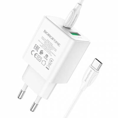 Швидка зарядка 20W Borofone BA67A PD20W+QC3.0 + Type-C + Type-C (Белый) Швидка зарядка 20W Borofone BA67A PD20W+QC3.0 + Type-C + Type-C (Белый)