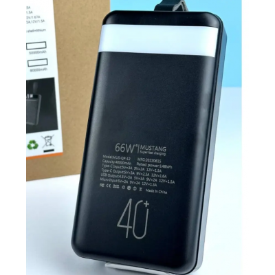 Павербанк 40000mAh Mustang PD20+QC3.0 22.5W Черный Павербанк 40000mAh Mustang PD20+QC3.0 22.5W Черный