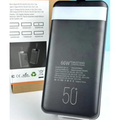 Павербанк 50000mAh Mustang PD20+QC3.0 22.5W Черный Павербанк 50000mAh Mustang PD20+QC3.0 22.5W Черный