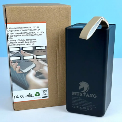 Павербанк 50000mAh MUSTANG MS-355 швидка зарядка та ліхтар 22.5W Чорний Павербанк 50000mAh MUSTANG MS-355 швидка зарядка та ліхтар 22.5W Чорний