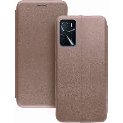 Чехол книжка кожаный Oppo A16	 (Розовое золото)