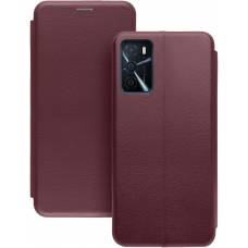Чехол книжка кожаный Oppo A16	 (Бордовый)