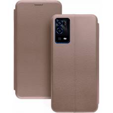 Чехол книжка кожаный Oppo A55	 (Розовое золото)