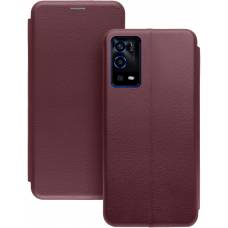 Чехол книжка кожаный Oppo A55	 (Бордовый)