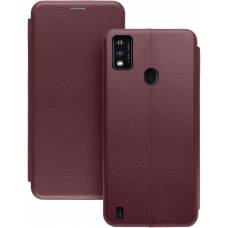 Чехол книжка кожаный ZTE Blade A51	 (Бордовый)