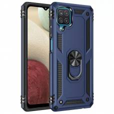 Чехол ударопрочный Serge Ring с магнитным держателем Samsung Galaxy A22 (Синий)