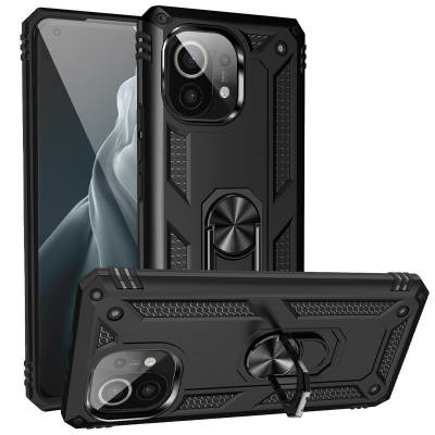 Чехол ударопрочный Serge Ring с магнитным держателем Xiaomi Mi 11 Lite (Черный) Чехол ударопрочный Serge Ring с магнитным держателем Xiaomi Mi 11 Lite (Черный)