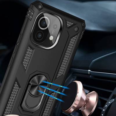 Чехол ударопрочный Serge Ring с магнитным держателем Xiaomi Mi 11 Lite (Черный) Чехол ударопрочный Serge Ring с магнитным держателем Xiaomi Mi 11 Lite (Черный)