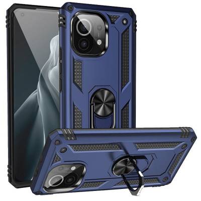 Чехол ударопрочный Serge Ring с магнитным держателем Xiaomi Mi 11 Lite (Синий) Чехол ударопрочный Serge Ring с магнитным держателем Xiaomi Mi 11 Lite (Синий)