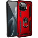 Чехол ударопрочный Serge Ring с магнитным держателем Xiaomi Mi 11 Lite (Красный)