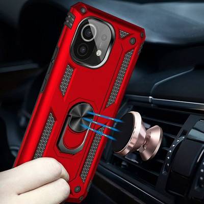 Чехол ударопрочный Serge Ring с магнитным держателем Xiaomi Mi 11 Lite (Красный) Чехол ударопрочный Serge Ring с магнитным держателем Xiaomi Mi 11 Lite (Красный)