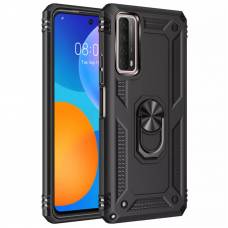 Чехол ударопрочный Serge Ring с магнитным держателем Huawei P Smart 2021 (Черный)