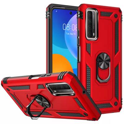 Чехол ударопрочный Serge Ring с магнитным держателем Huawei P Smart 2021 (Красный) Чехол ударопрочный Serge Ring с магнитным держателем Huawei P Smart 2021 (Красный)