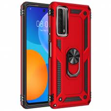 Чехол ударопрочный Serge Ring с магнитным держателем Huawei P Smart 2021 (Красный)