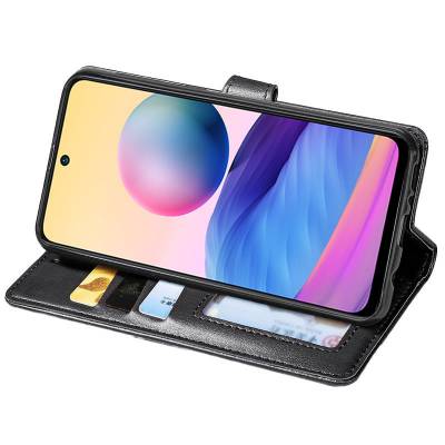 Чохол книжка Clasp Button Xiaomi Redmi 10 шкіряний (Чорний) Чохол книжка Clasp Button Xiaomi Redmi 10 шкіряний (Чорний)