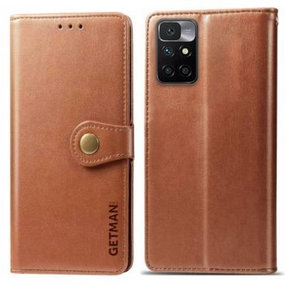 Чохол книжка Clasp Button Xiaomi Redmi 10 шкіряний (Коричневий)