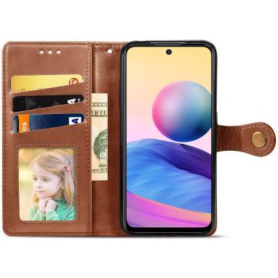 Чохол книжка Clasp Button Xiaomi Redmi 10 шкіряний (Коричневий) Чохол книжка Clasp Button Xiaomi Redmi 10 шкіряний (Коричневий)