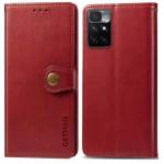 Чехол книжка Clasp Button Xiaomi Redmi 10 кожаный (Красный)
