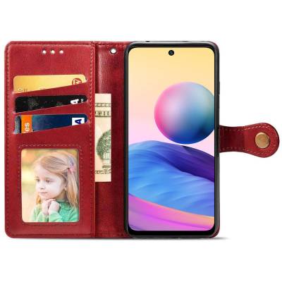 Чохол книжка Clasp Button Xiaomi Redmi 10 шкіряний (Червоний) Чохол книжка Clasp Button Xiaomi Redmi 10 шкіряний (Червоний)