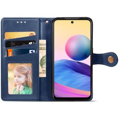 Чохол книжка Clasp Button Xiaomi Redmi 10 шкіряний (Синій) Чохол книжка Clasp Button Xiaomi Redmi 10 шкіряний (Синій)