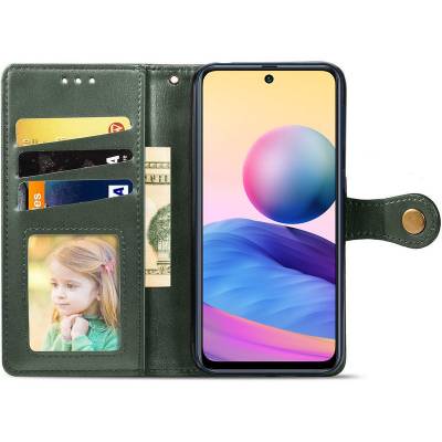 Чехол книжка Clasp Button Xiaomi Redmi 10 кожаный (Зеленый) Чехол книжка Clasp Button Xiaomi Redmi 10 кожаный (Зеленый)