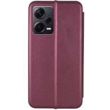 Чехол книжка кожаный Xiaomi Poco X5 (Бордовый)