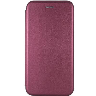 Чехол книжка кожаный Xiaomi Redmi 12	 (Бордовый)