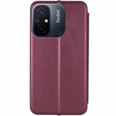 Чехол книжка кожаный Xiaomi Redmi 12C (Бордовый) Чехол книжка кожаный Xiaomi Redmi 12C (Бордовый)