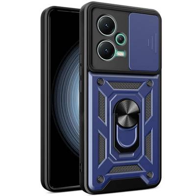 Чехол ударопрочный Serge Ring Camshield Poco X5 Pro (Синий)