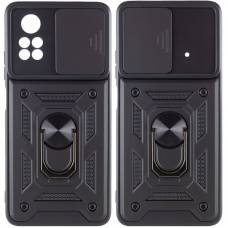 Чехол ударопрочный Serge Ring Camshield Xiaomi Poco X4 Pro (Черный)