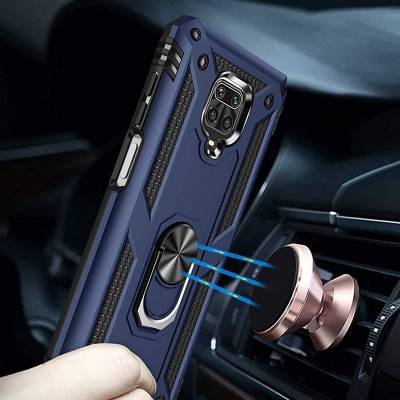Чехол ударопрочный Serge Ring Xiaomi Redmi Note 9 Pro Max (Синий)