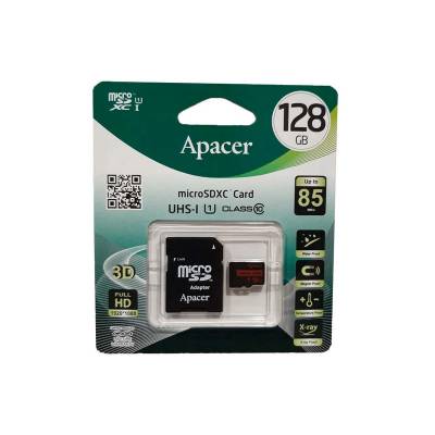 Карта памяти  MicroSDHC Apacer 128Gb Class 10 R85 MB/s (адаптер SD)
