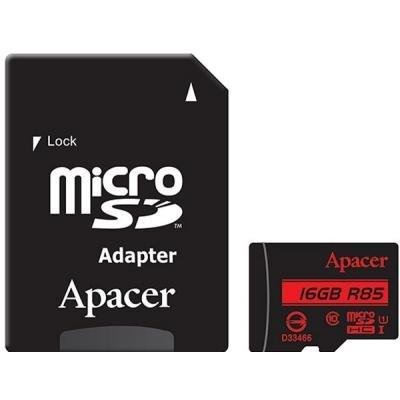Карта пам'яті MicroSDHC Apacer 16Gb Class 10 R85 MB/s (SD-адаптер)