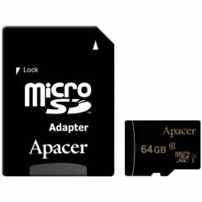 Карта памяти  MicroSDHC Apacer 64Gb Class 10 R85 MB/s (адаптер SD)