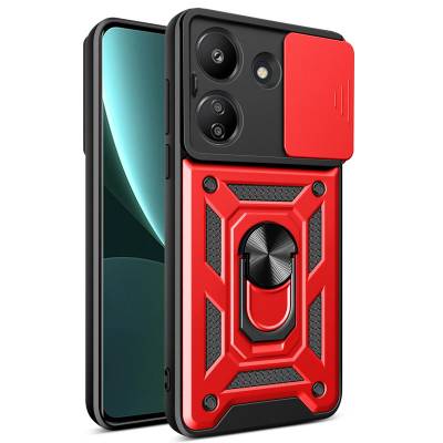 Чехол ударопрочный Serge Ring Camshield Xiaomi Redmi 13C (Красный)