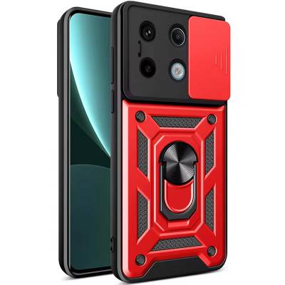 Чехол ударопрочный Serge Ring Camshield Xiaomi Redmi Note 13 4G (Красный)