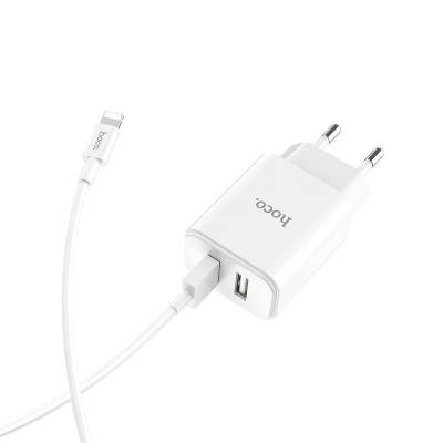 Зарядний пристрій HOCO C62A (2USB/2.1A) + USB - Lightning Зарядний пристрій HOCO C62A (2USB/2.1A) + USB - Lightning