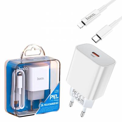 Зарядний пристрій HOCO C76A PD (1Type-C/20W) + Type-C - Lightning Зарядний пристрій HOCO C76A PD (1Type-C/20W) + Type-C - Lightning