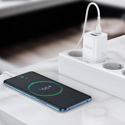 Сетевое зарядное устройство HOCO N13 PD30W+ QC3.0 (1USB/1Type-C/3A) + Type-C - Type-C Сетевое зарядное устройство HOCO N13 PD30W+ QC3.0 (1USB/1Type-C/3A) + Type-C - Type-C