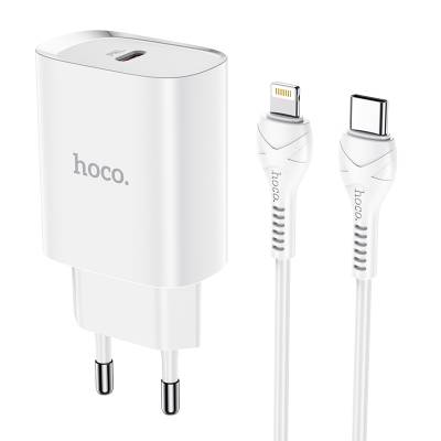 Сетевое зарядное устройство HOCO N14 PD (1Type-C/20W) + Type-C - Lightning 