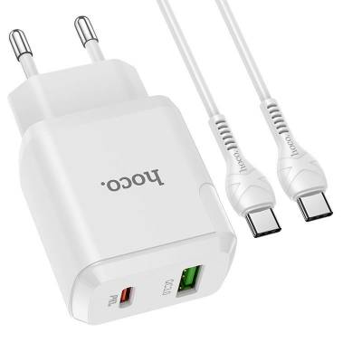 СЗУ HOCO N5 PD 20W+ QC3.0 (1USB/1Type-C/3A) + Type-C - Type-C СЗУ HOCO N5 PD 20W+ QC3.0 (1USB/1Type-C/3A) + Type-C - Type-C