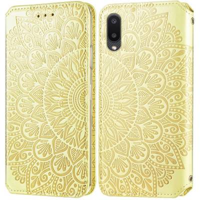 Чехол книжка кожаный Mandala (PU) Samsung Galaxy A02 (Золотой)