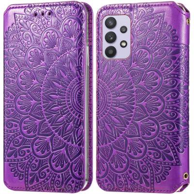 Чехол книжка кожаный Mandala (PU) Samsung Galaxy A72 (Фиолетовый)
