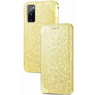 Чехол книжка кожаный Mandala (PU) Samsung Galaxy S20 FE (Золотой)