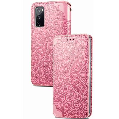 Чехол книжка кожаный Mandala (PU) Samsung Galaxy S20 FE (Розовый)