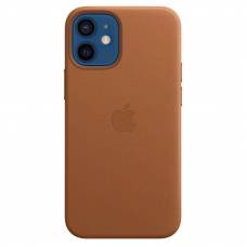 Кожаный чехол Leather Case (AAA) with MagSafe для Apple iPhone 12 (Saddle Brown)