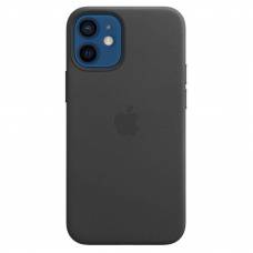 Кожаный чехол Leather Case (AAA) with MagSafe для Apple iPhone 12 (Black)