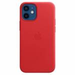 Кожаный чехол Leather Case (AAA) with MagSafe для Apple iPhone 12 (Red)
