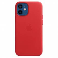 Кожаный чехол Leather Case (AAA) with MagSafe для Apple iPhone 12 (Red)